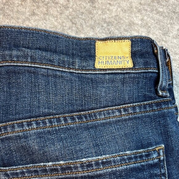 Citizens of Humanity Drew Crop Flare Jeans Size 26 Frayed Cuff Blue ✨ - Picture 11 of 15